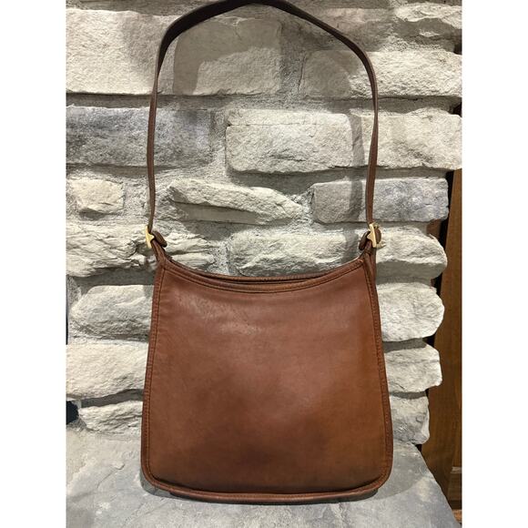 Vintage COACH Andrea Slim Shoulder Bag 9073 Hand Bag Purse Brown Leather Patina - Picture 11 of 16
